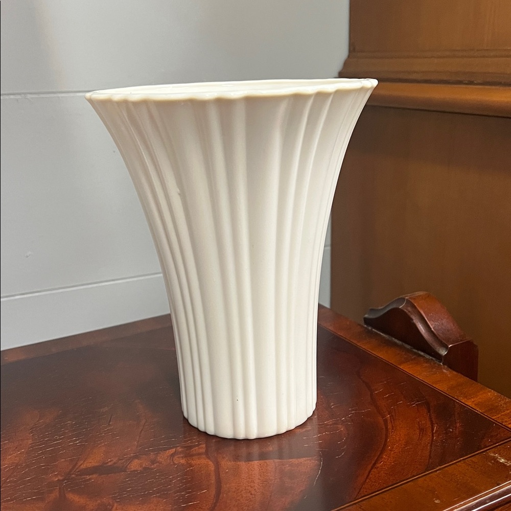 Elegant White Fluted Vase